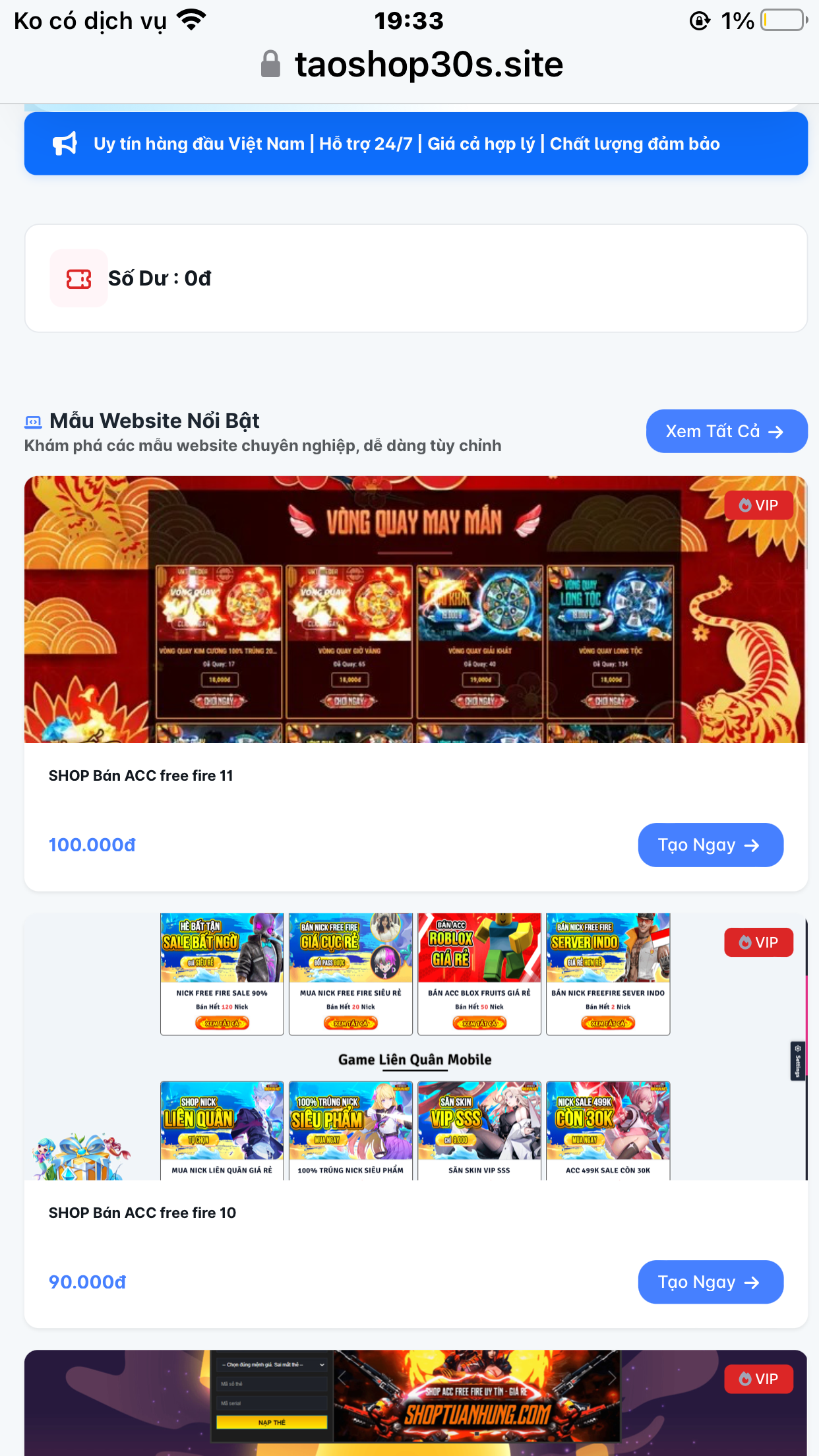 Web tạo shop có đầy đủ các chức năng giao diện đẹp