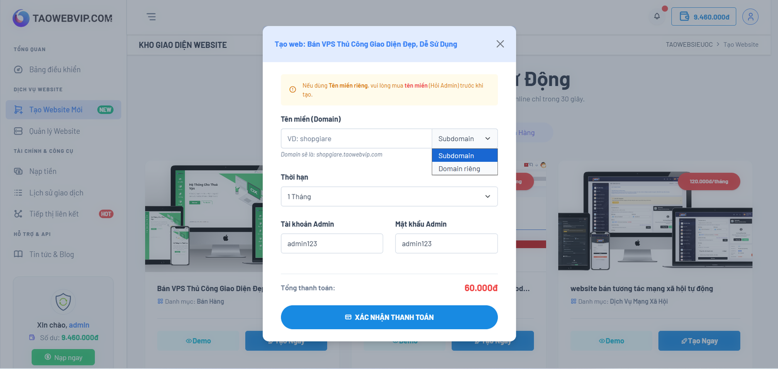 [TAOWEB] Code tạo website tự động