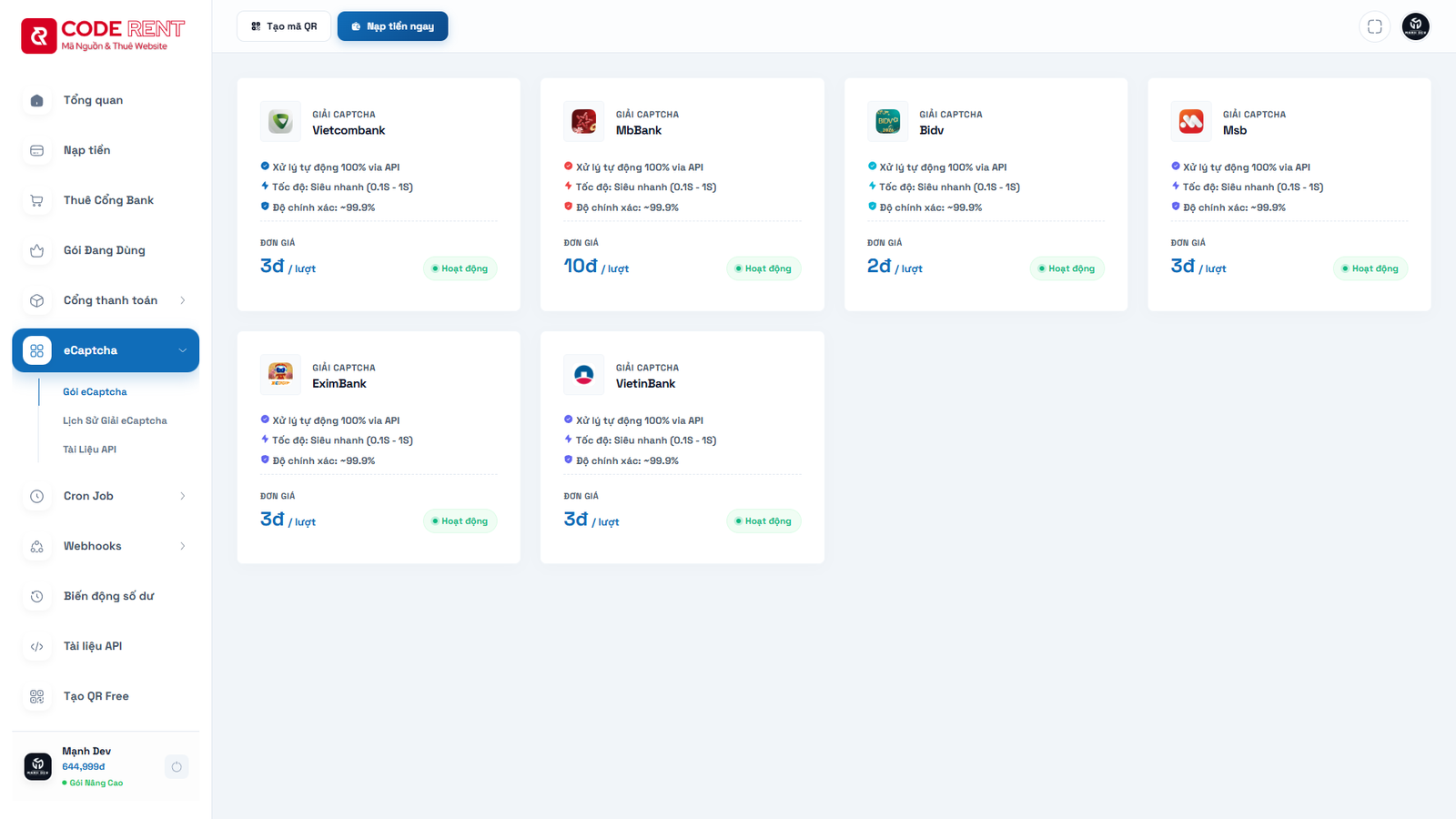 [ApiBank] Source Cho Thuê Api Bank - Giải Capcha Gốc 2026