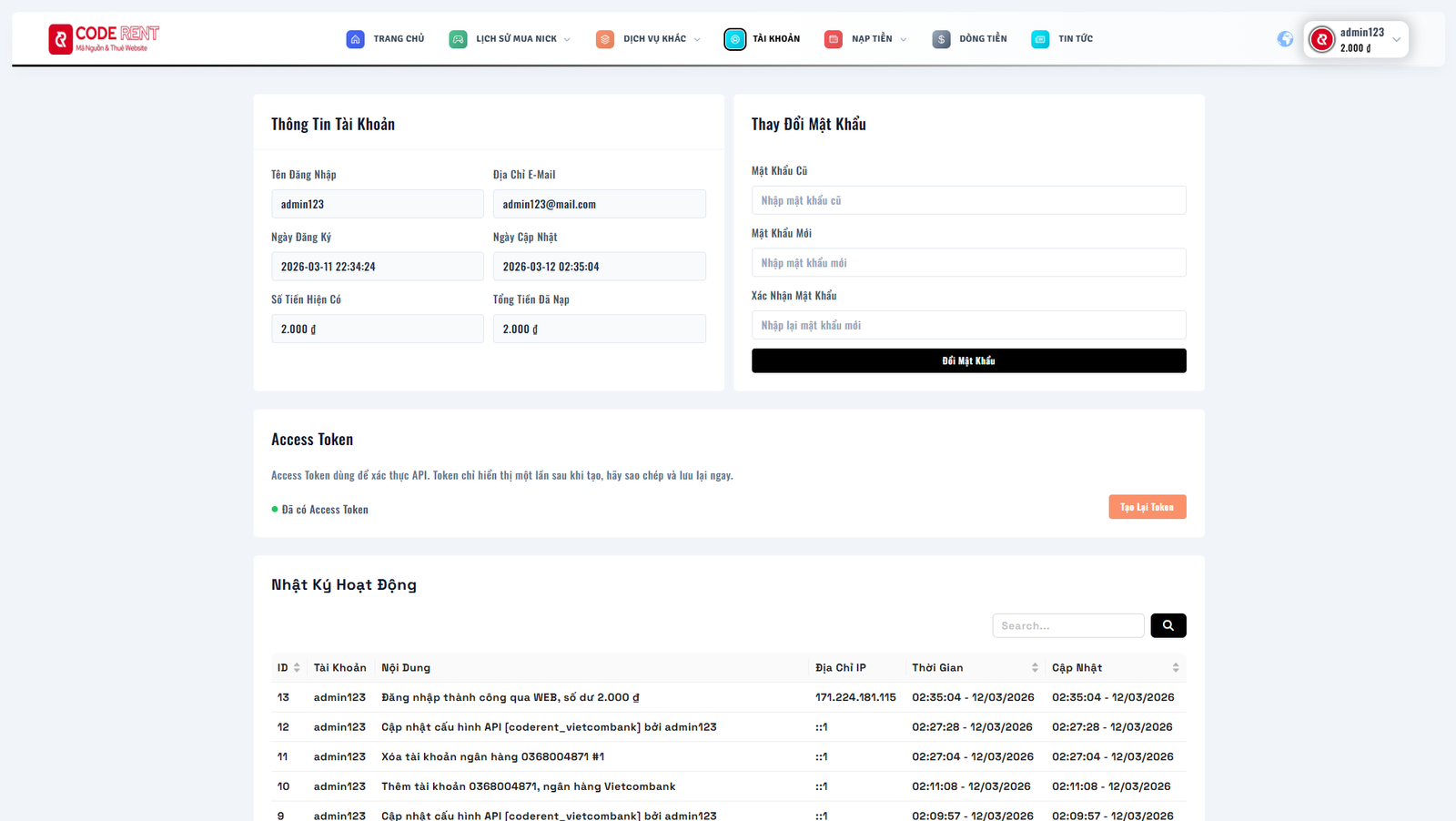 [SHOPNICK3 - CMSNT] Thiết kế website bán nick game mới nhất