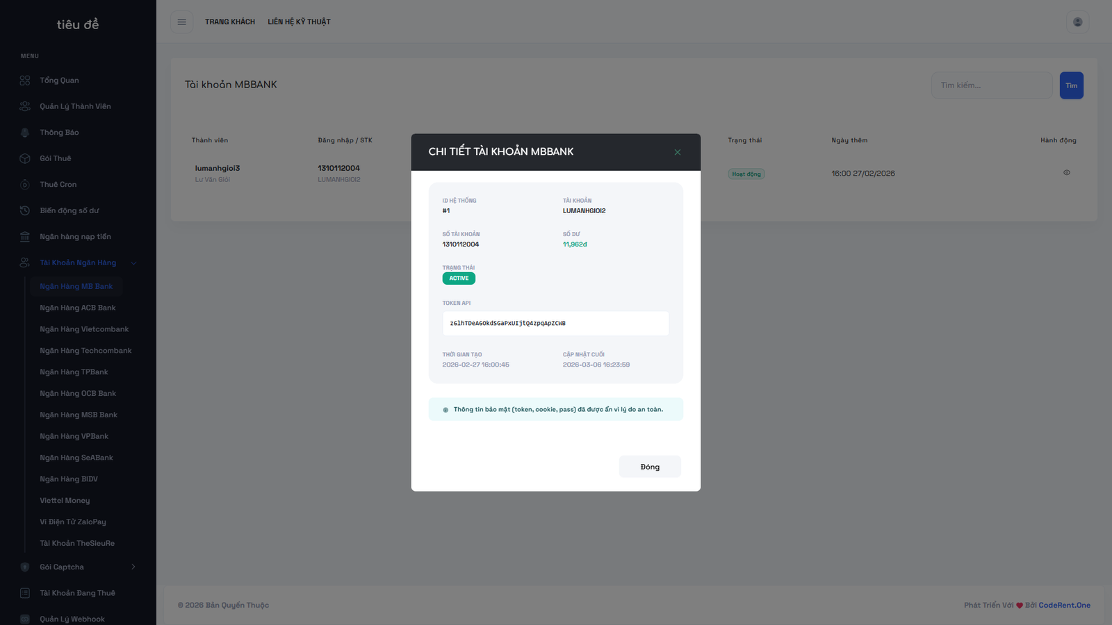 [ApiBank] Source Cho Thuê Api Bank - Giải Capcha Gốc 2026