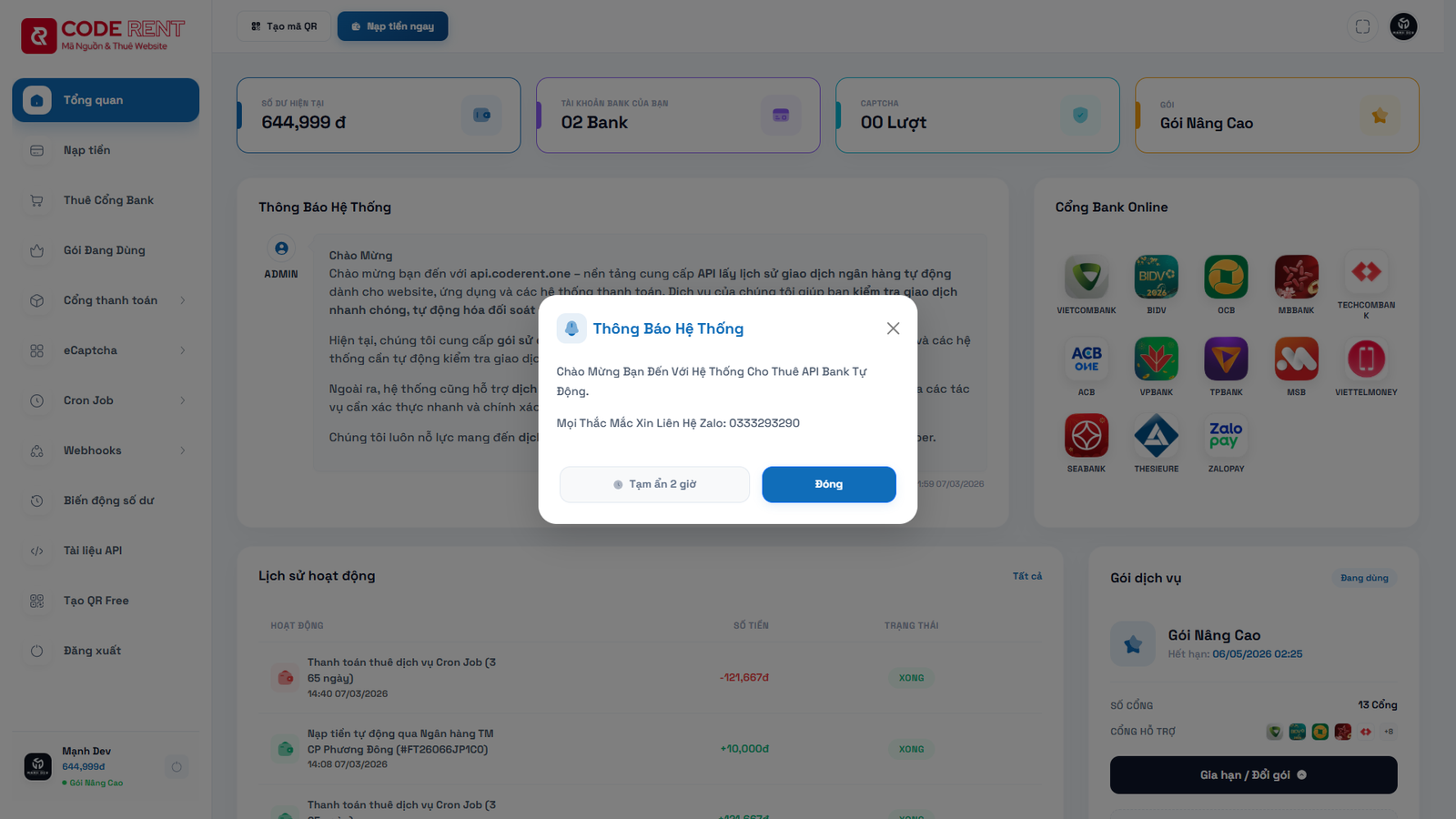 [ApiBank] Source Cho Thuê Api Bank - Giải Capcha Gốc 2026