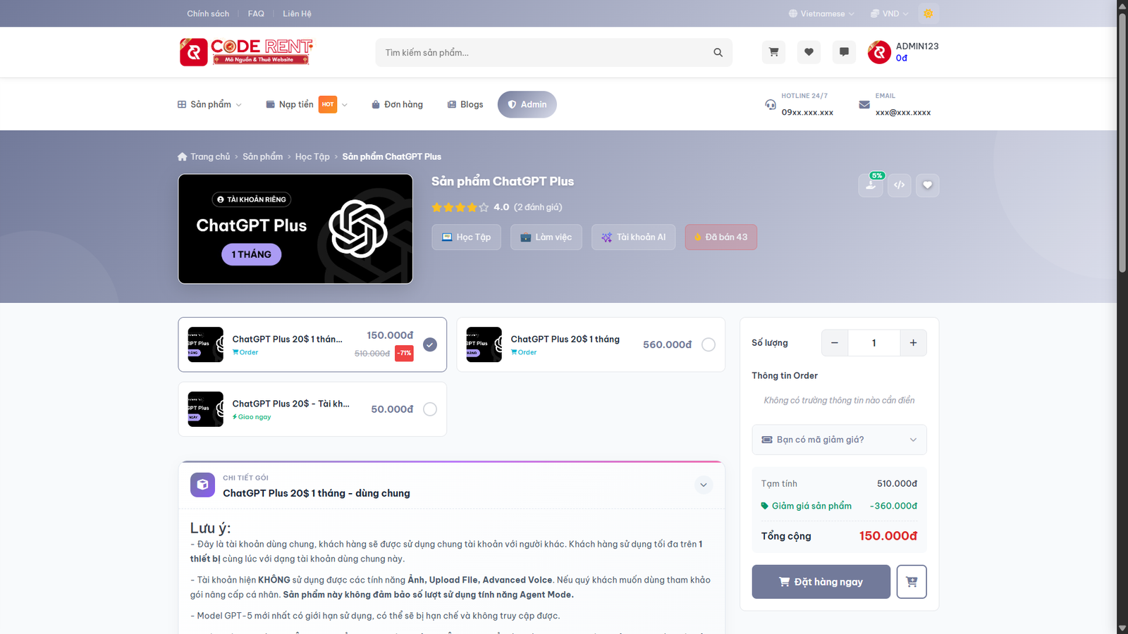 [SHOPKEY 1.2.2] Tạo website bán tài khoản Premium, bán tài khoản digital