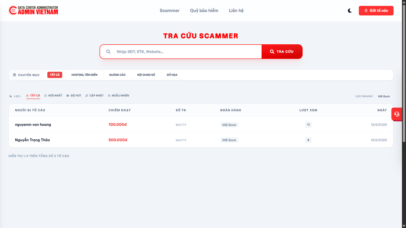 [ Mã Nguồn ] Source Code Website Checkscam Đẹp Mới Nhất