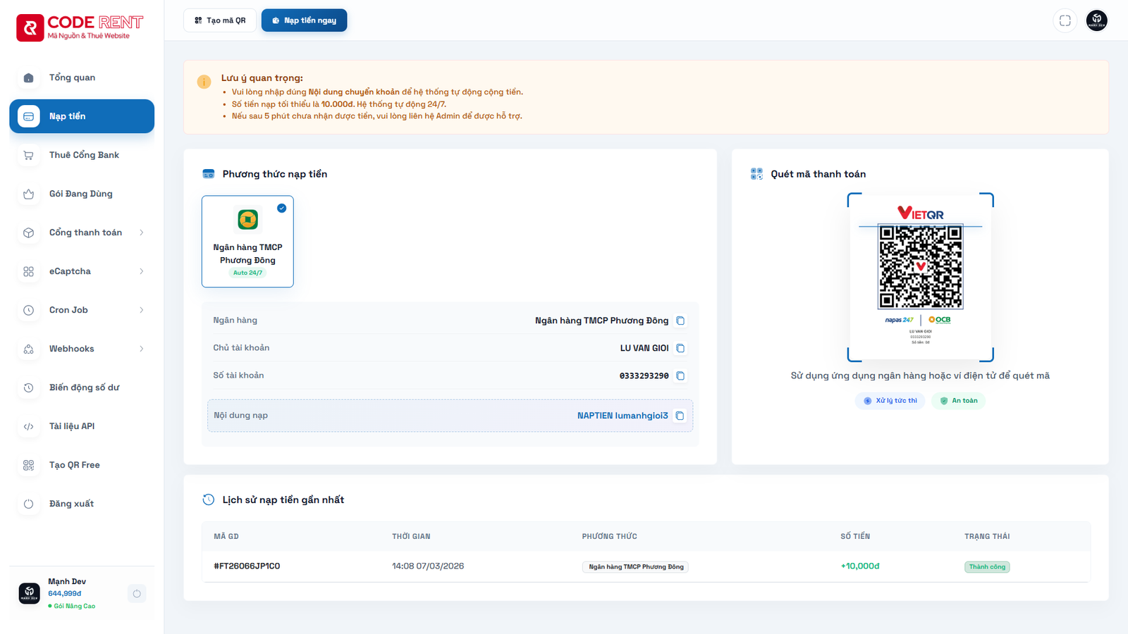 [ApiBank] Source Cho Thuê Api Bank - Giải Capcha Gốc 2026