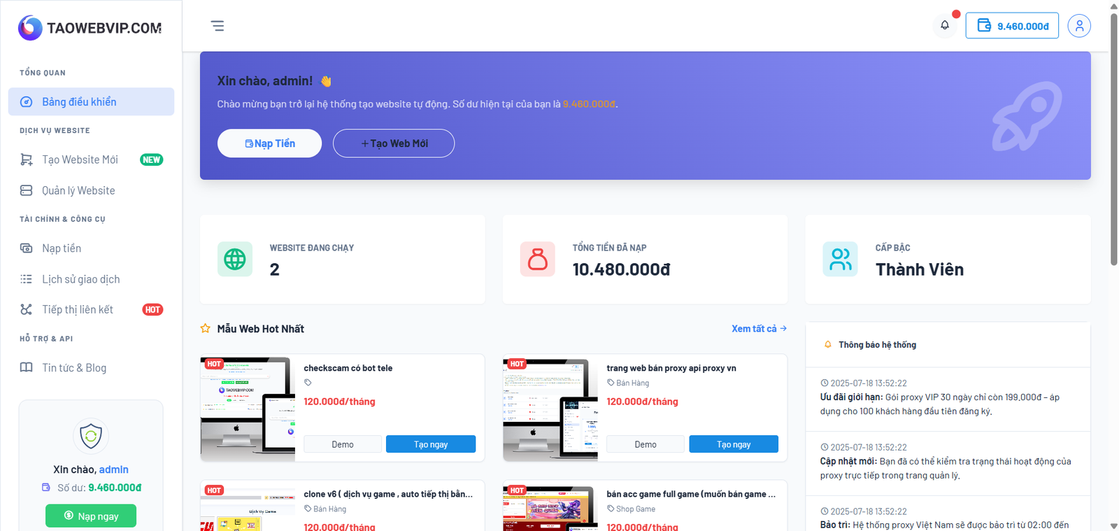 [TAOWEB] Code tạo website tự động