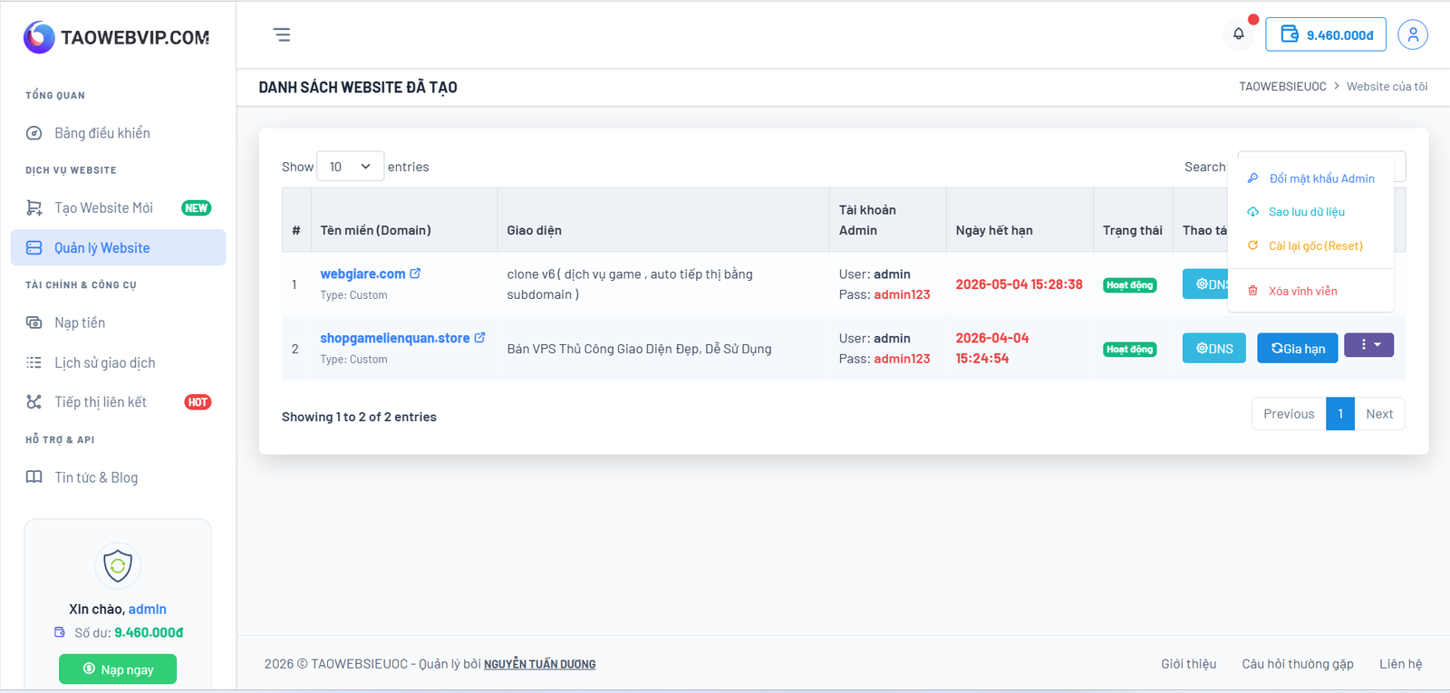 [TAOWEB] Code tạo website tự động